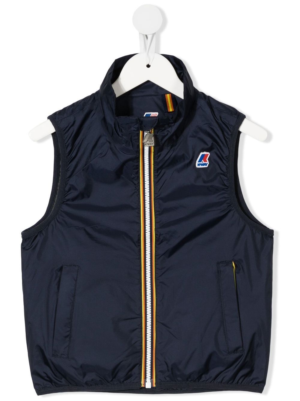 K-way Kids' Logo-patch Zipped Gilet In Blue