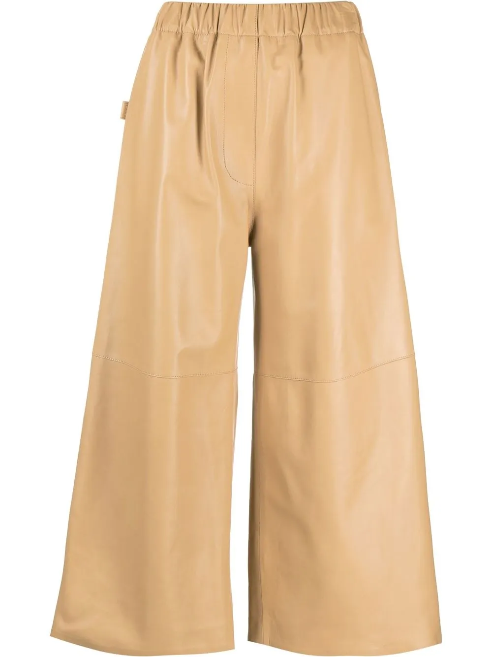 Loewe Cropped Wide-leg Pull-on Leather Pants In Neutrals