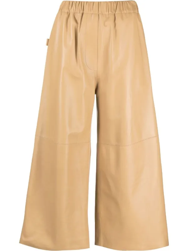 LOEWE wide-leg Cropped Leather Trousers 