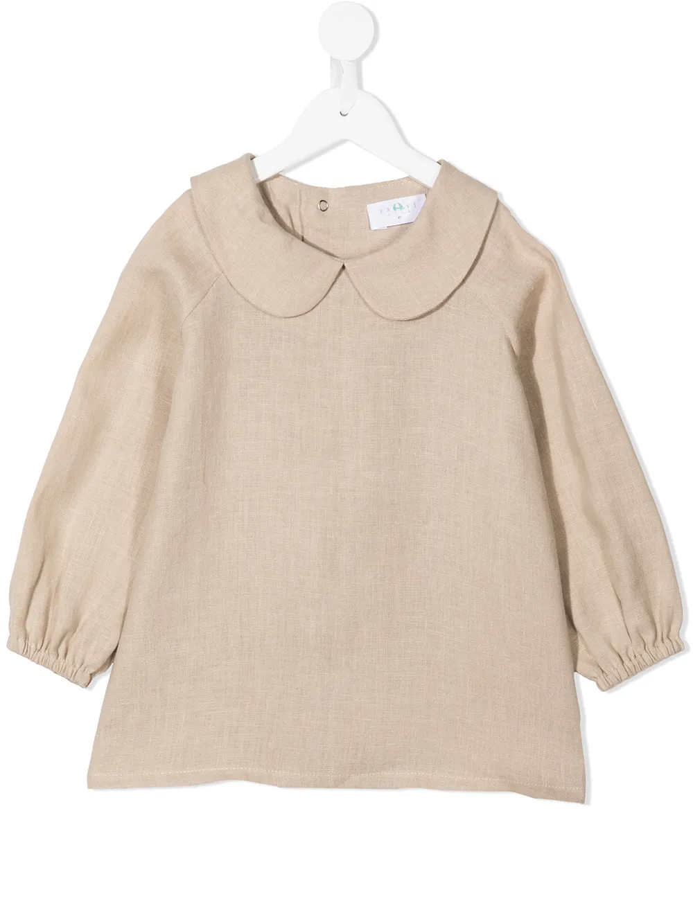 

Eshvi Kids peter-pan collar organic linen shirt - Brown