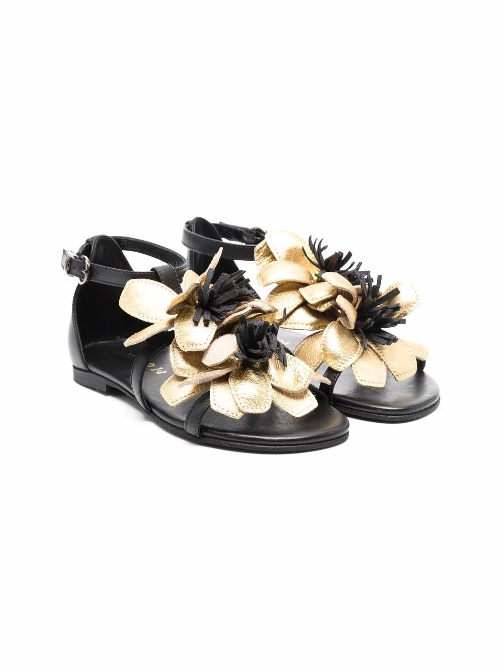 

Florens sandalias abiertas con detalle floral - Negro