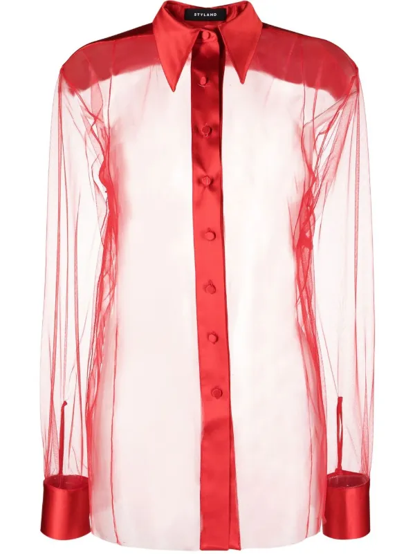 Styland Sheer button-up Shirt - Farfetch
