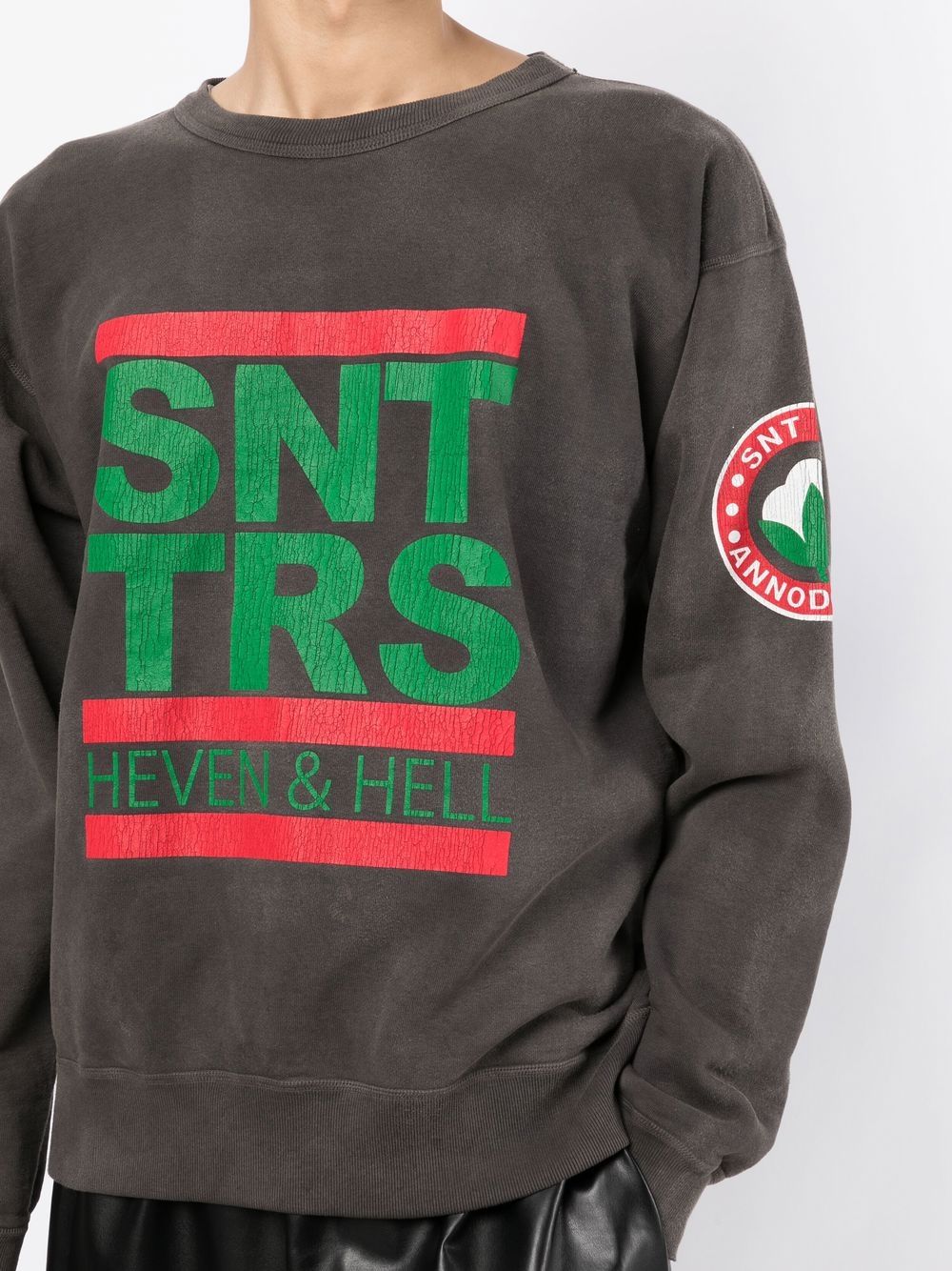 Shop Saint Mxxxxxx Logo-print Crew-neck Sweatshirt In Grau