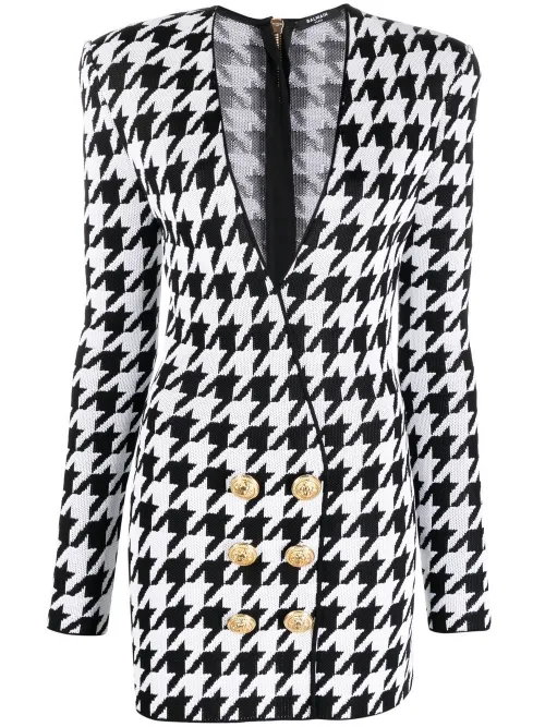 Robe à motif pied-de-poule - Balmain - Modalova