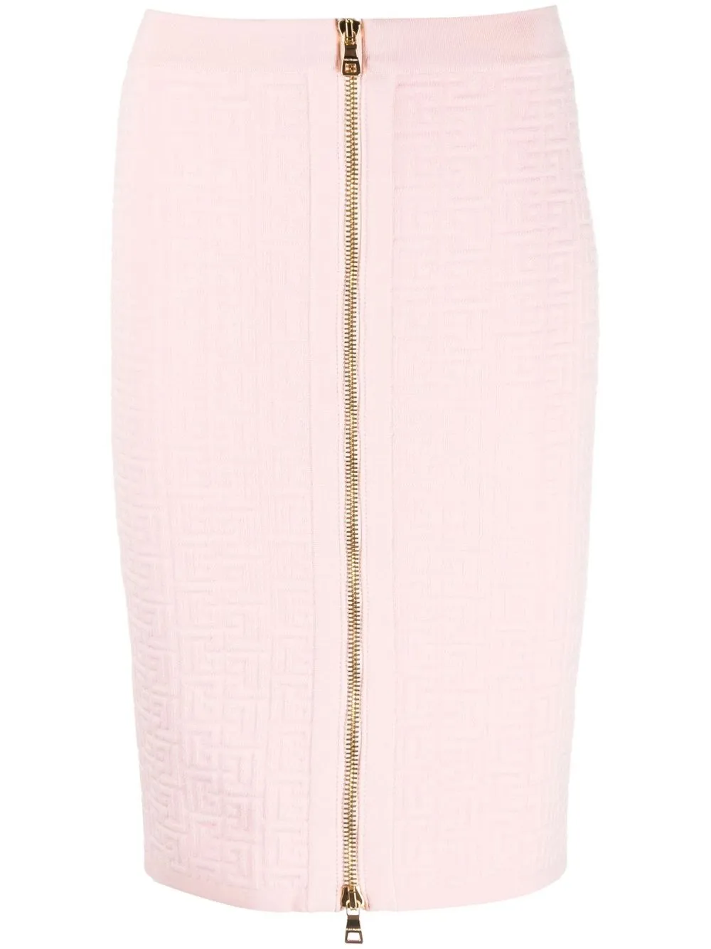 

Balmain monogram pattern zip-up skirt - Pink