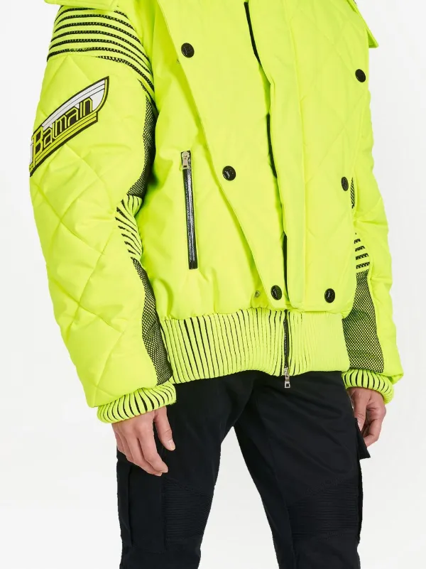 Balmain Hooded Padded Jacket | Green | FARFETCH CA