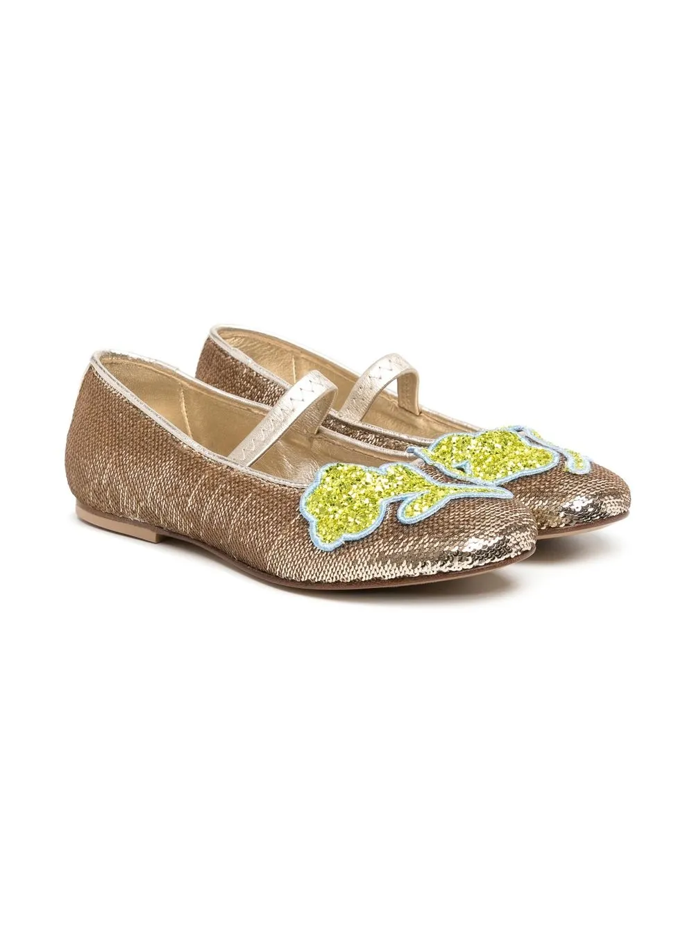 

Marni Kids sequin-embellished leather ballerinas - Gold