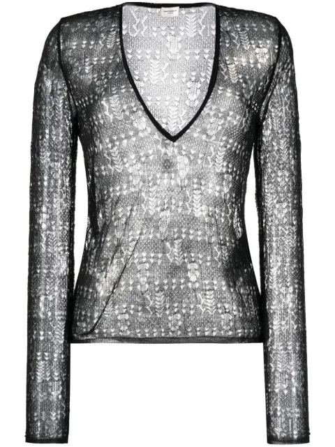 Saint Laurent open-knit semi-sheer top
