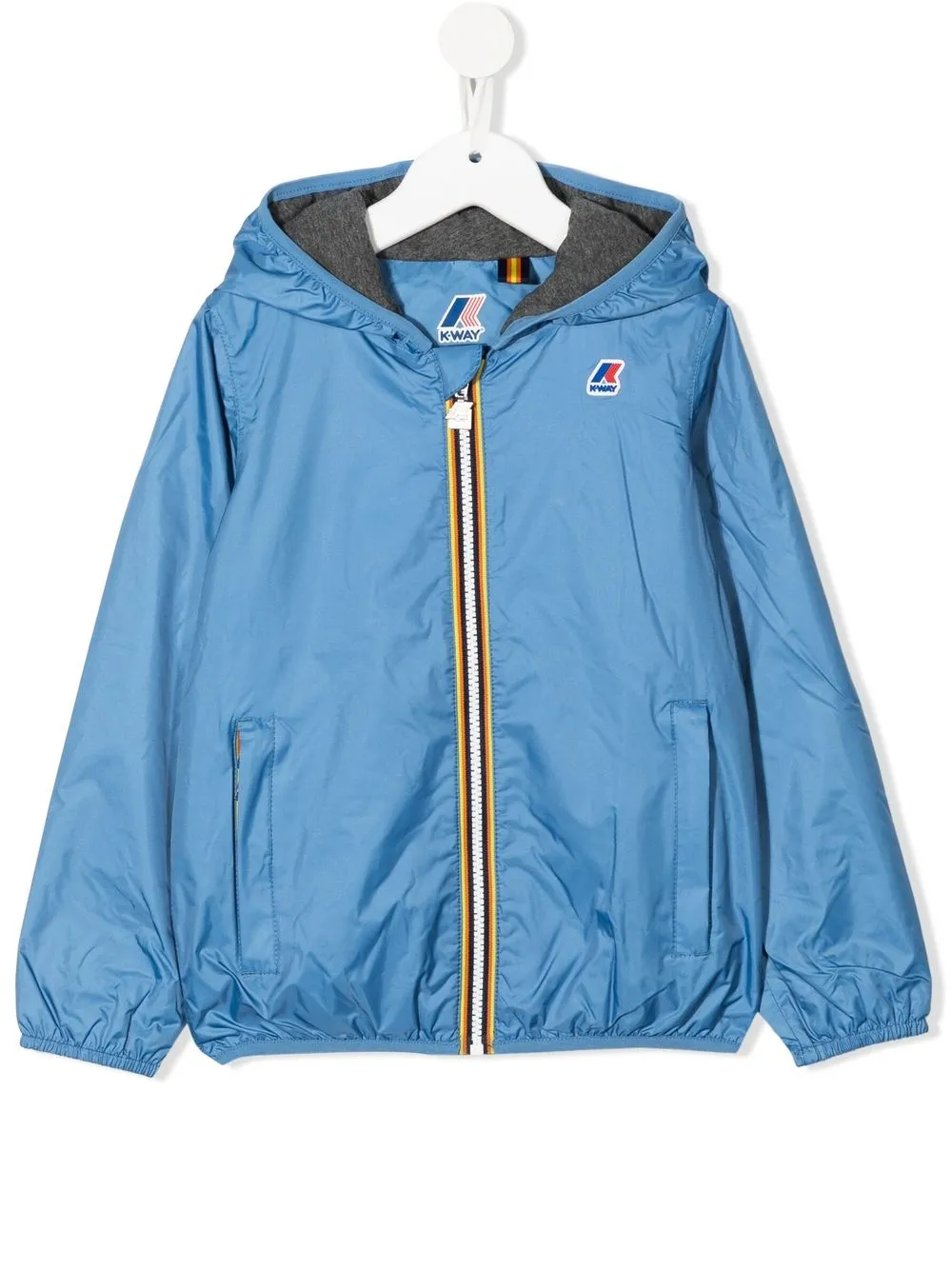 K-way Kids' Logo-patch Hooded Jacket In Blue