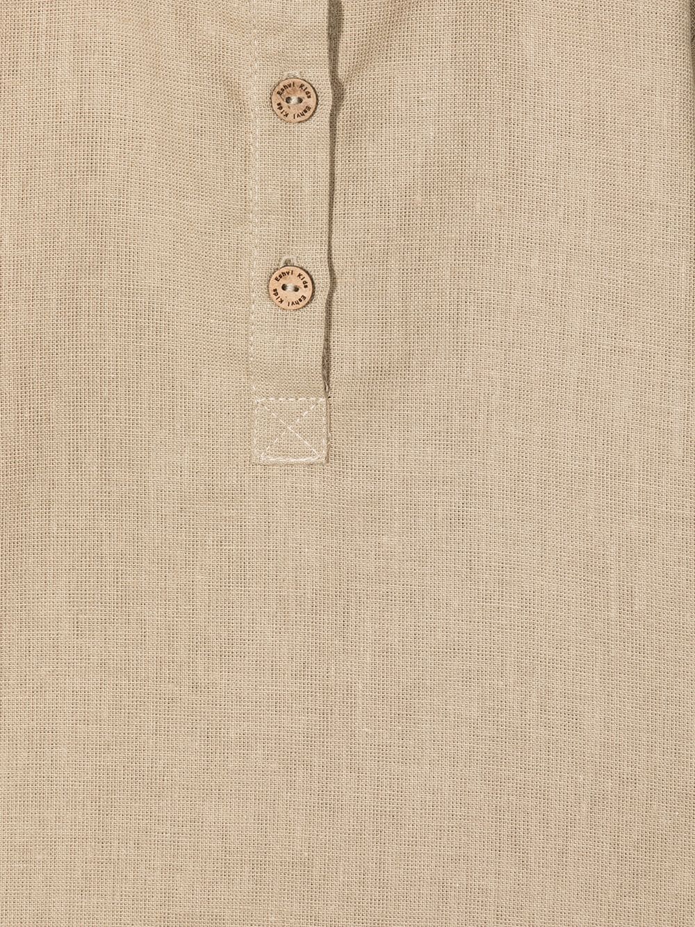 Shop Eshvi Half-button Linen Shirt In Brown