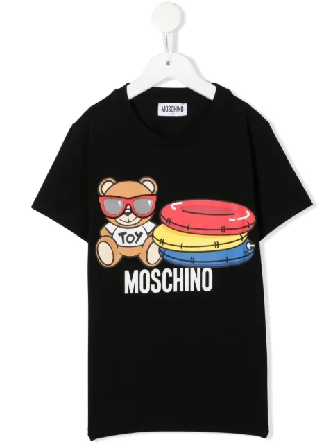moschino kids 泰迪熊图案品牌t恤