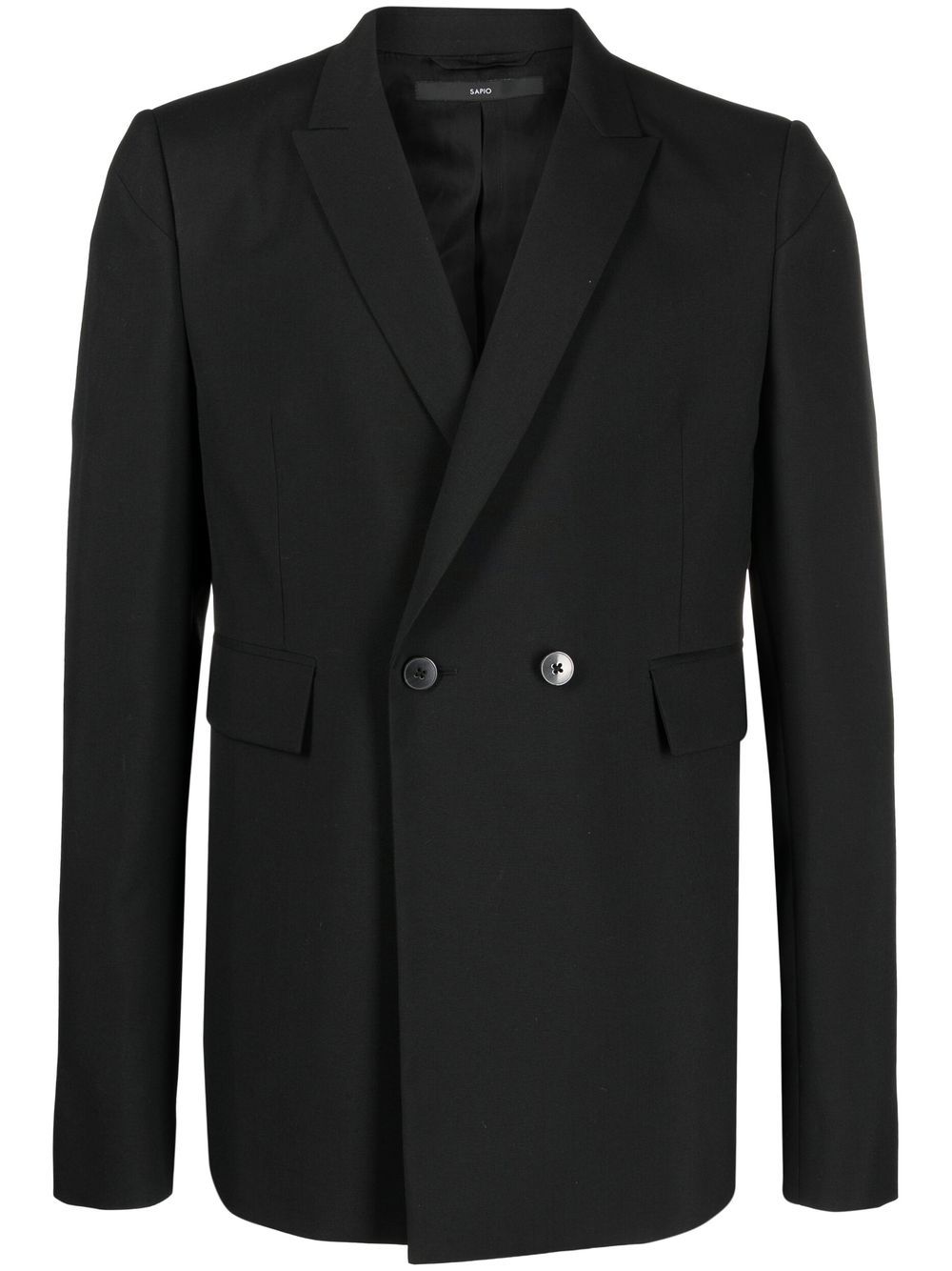 Shop Sapio Double-breasted Tailored Blazer In Black