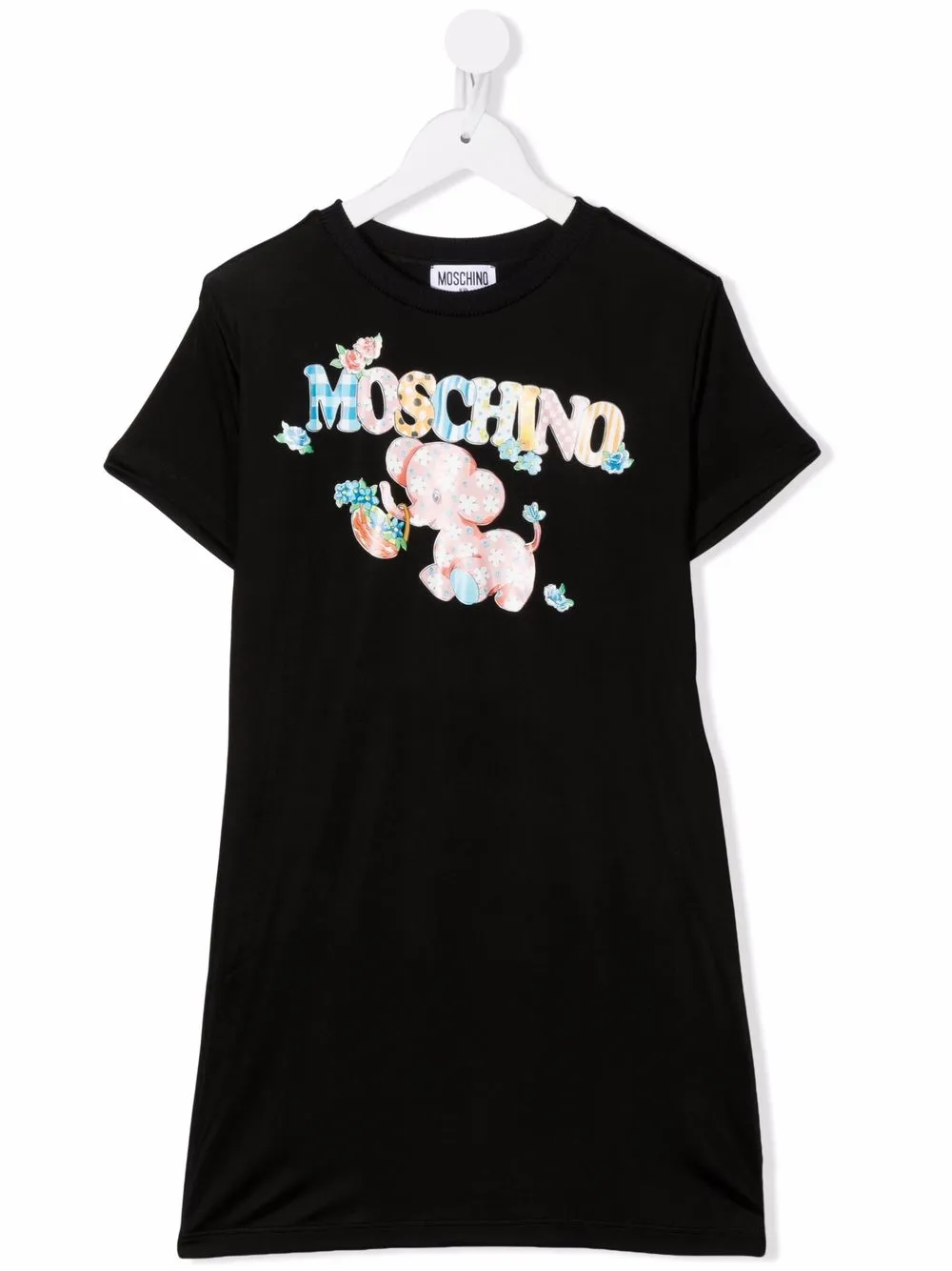

Moschino Kids vestido estilo playera con logo estampado - Negro