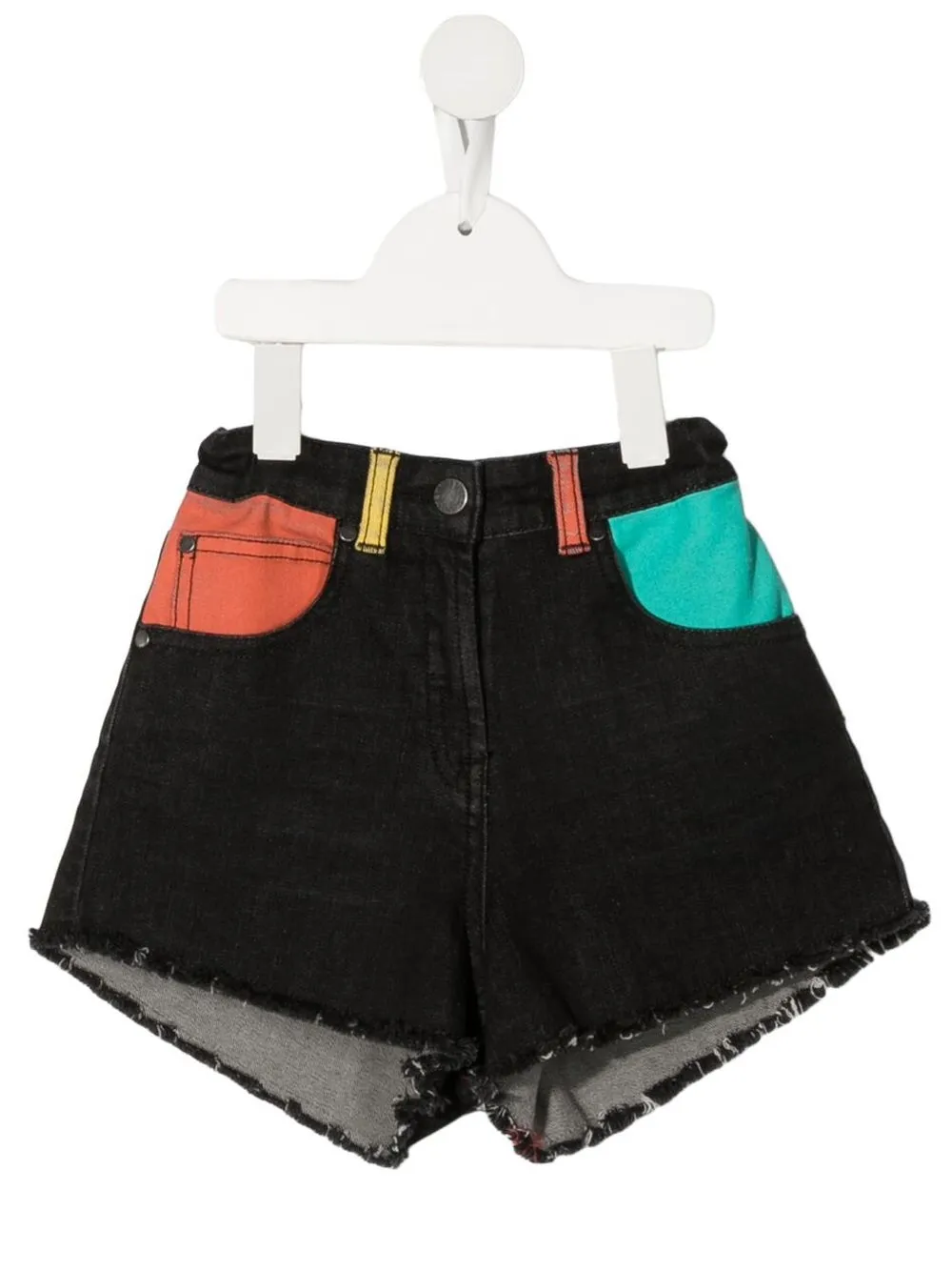 

Stella McCartney Kids shorts de mezclilla con diseño color block - Negro