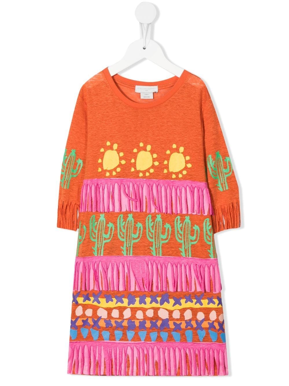Stella Mccartney Kids' Graphic-print Long-sleeved Dress In Orange