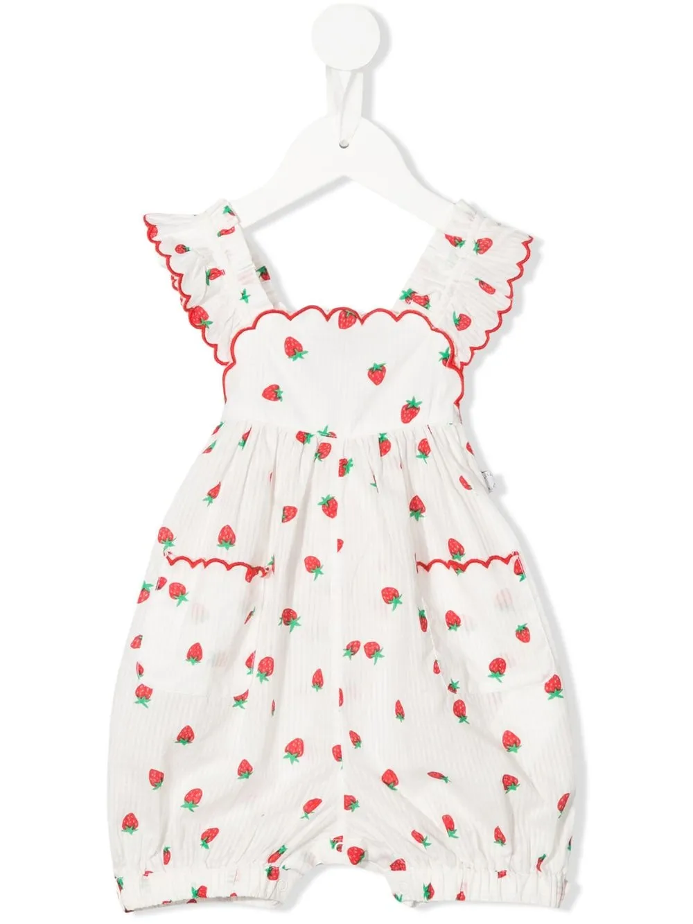 

Stella McCartney Kids strawberry-jacquard ruffle romper - White