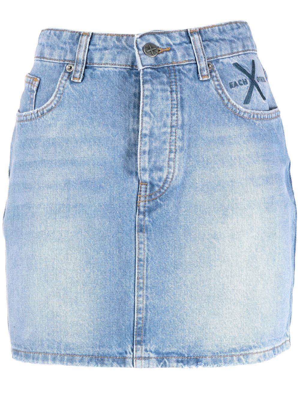 Each X Other Embroidered Logo Denim Skirt In Blue