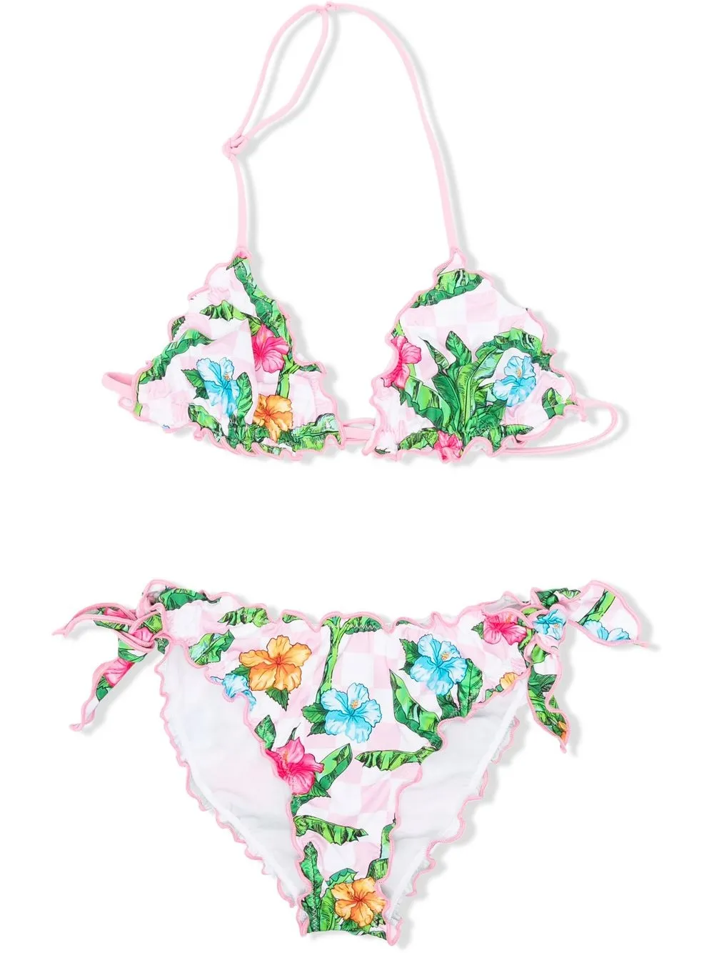 

MC2 Saint Barth Kids bikini con volantes y estampado floral - Verde
