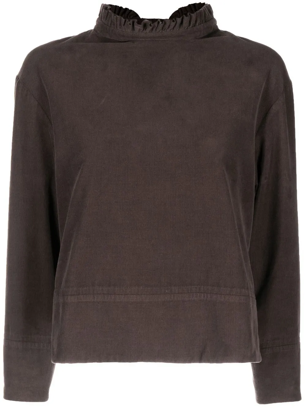 

YMC Gia frilled neck T-shirt - Brown