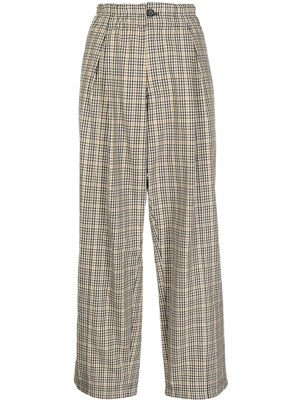 

YMC check-print cropped trousers - Black