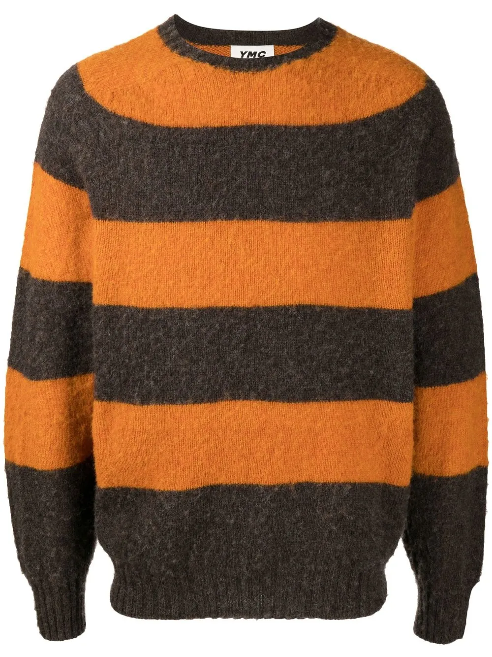 

YMC Suedehead stripe-knit jumper - Brown