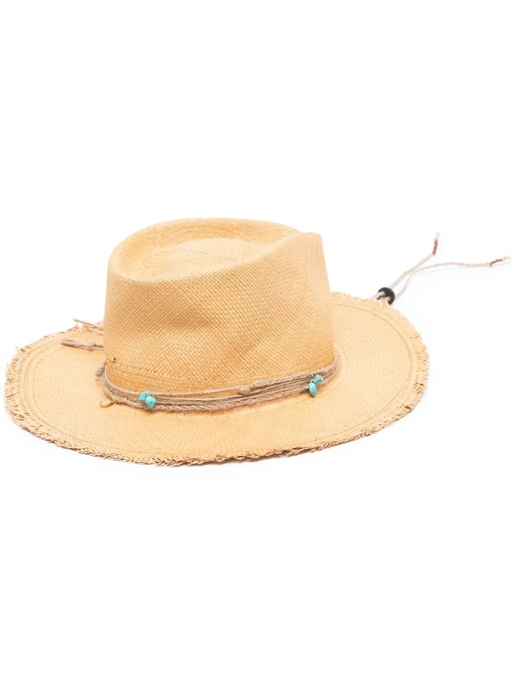 Nick Fouquet Beaded Straw Fedora Hat 