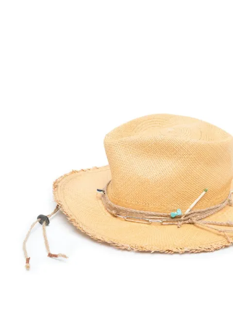 Nick Fouquet Beaded Straw Fedora Hat 