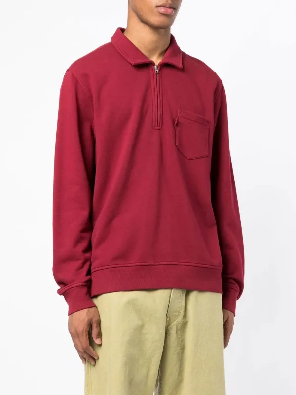YMC Sugden Quarter-Zip Sweatshirt - Red