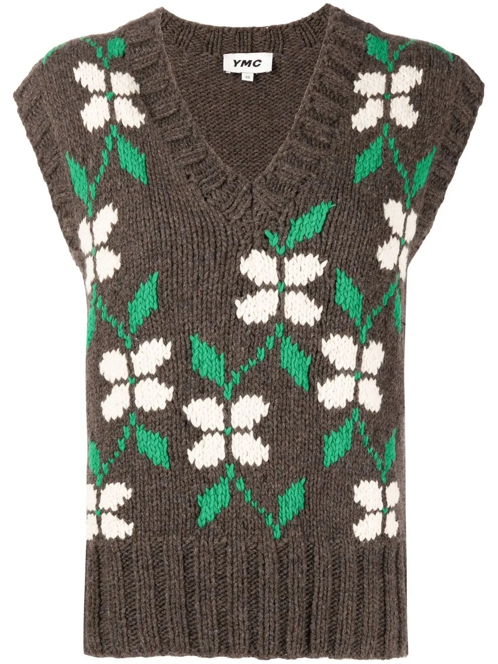 

YMC Heide floral-print knit vest - Brown