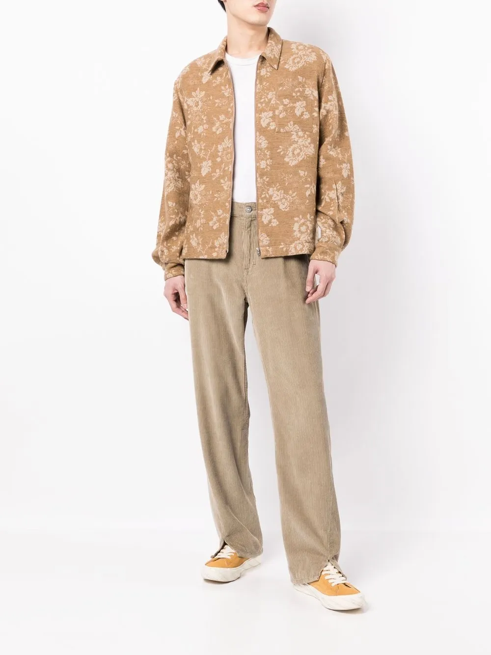 YMC Shirtjack met bloemenprint - Bruin