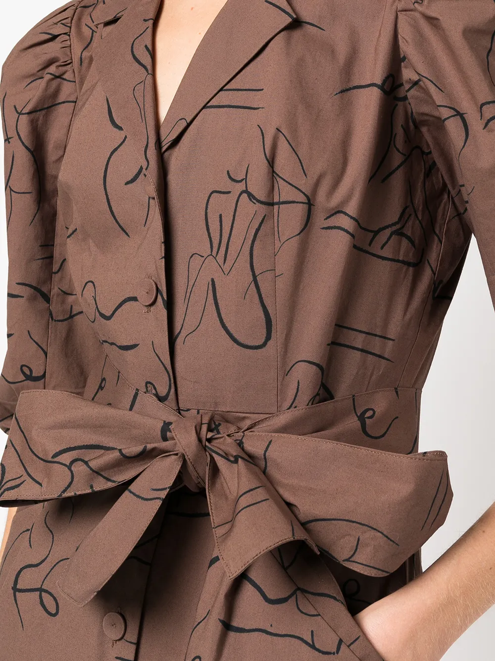 Lhd Illustrative-print Casitas Dress In Brown