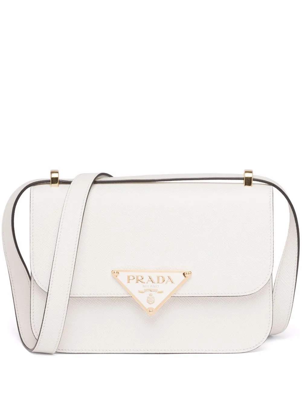 Prada Logo Plaque Crossbody Bag Mini Black in Calfskin Leather