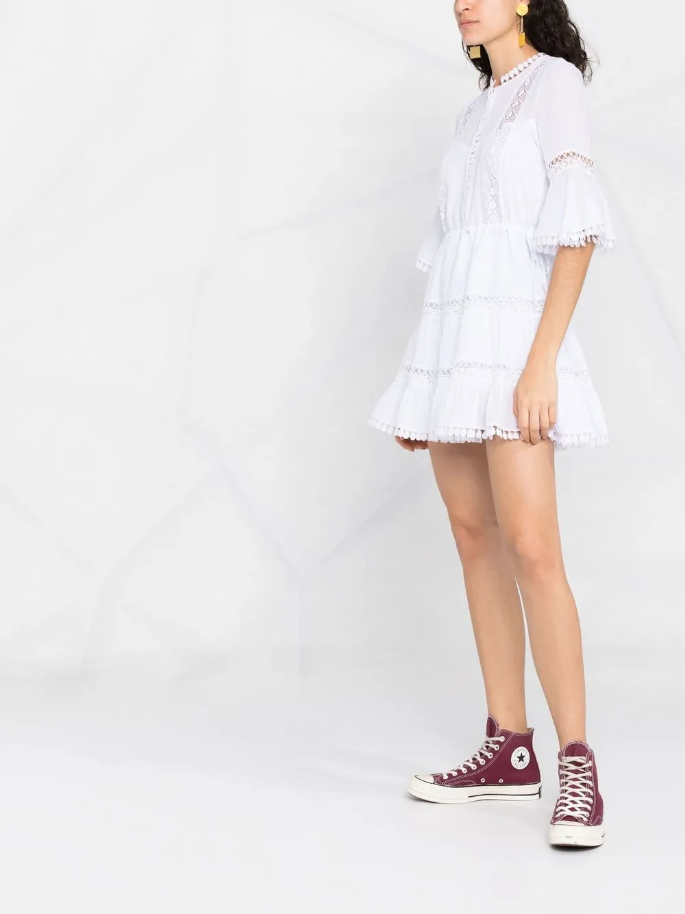 Charo Ruiz Lace-detail Cotton Shirtdress In White