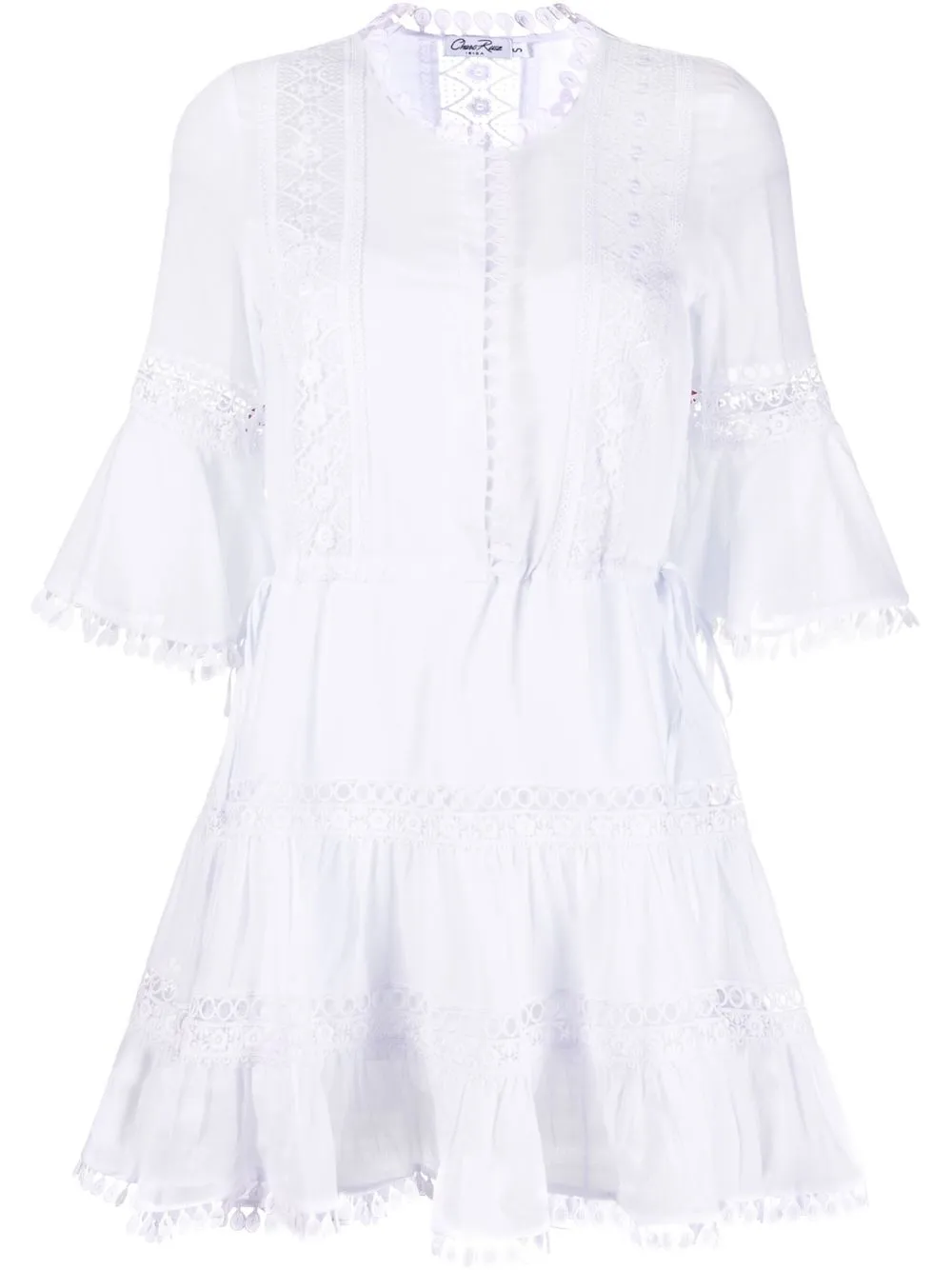 

Charo Ruiz Ibiza lace-detail cotton shirtdress - White