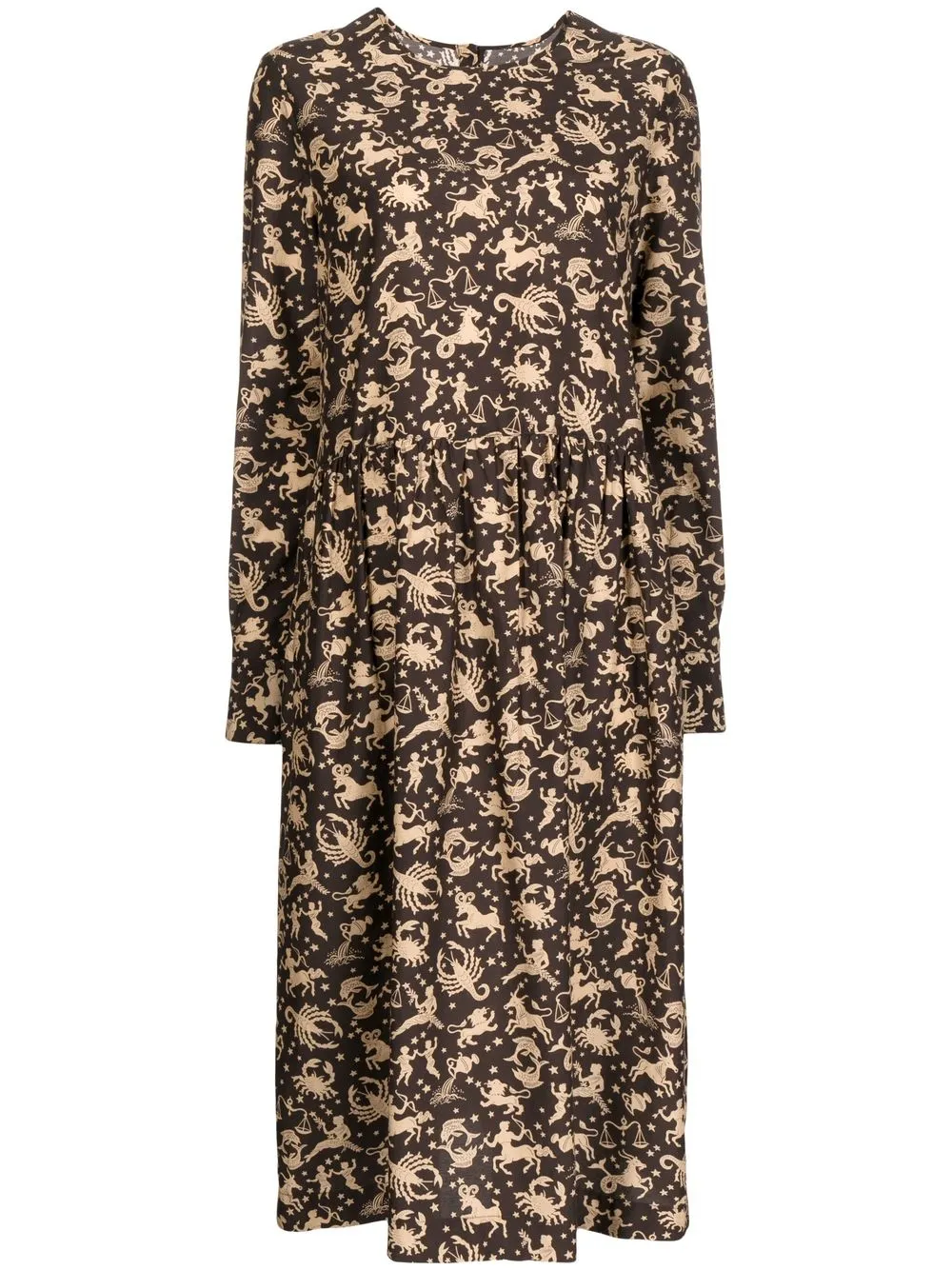 

YMC zodiac-print midi dress - Brown