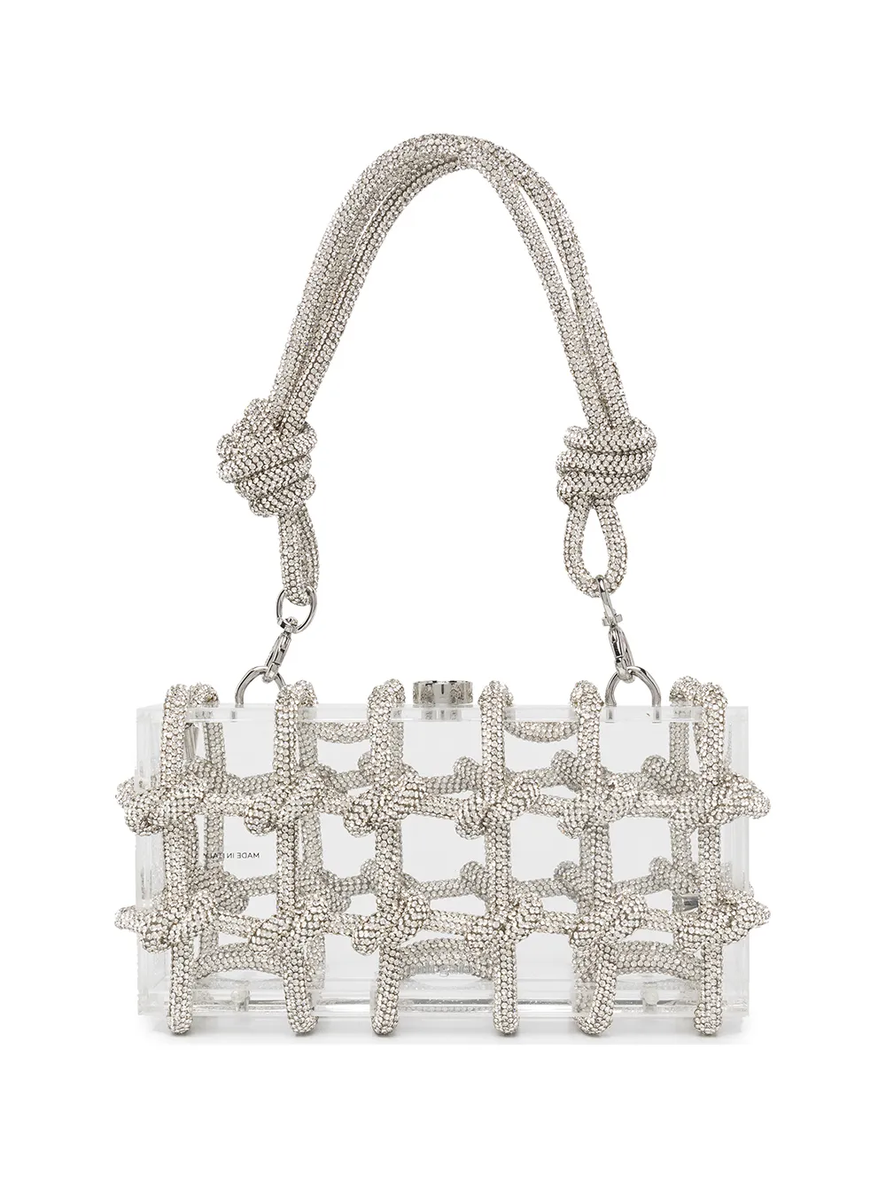 Cult Gaia Bess Crystal-embellished Shoulder Bag In Silber