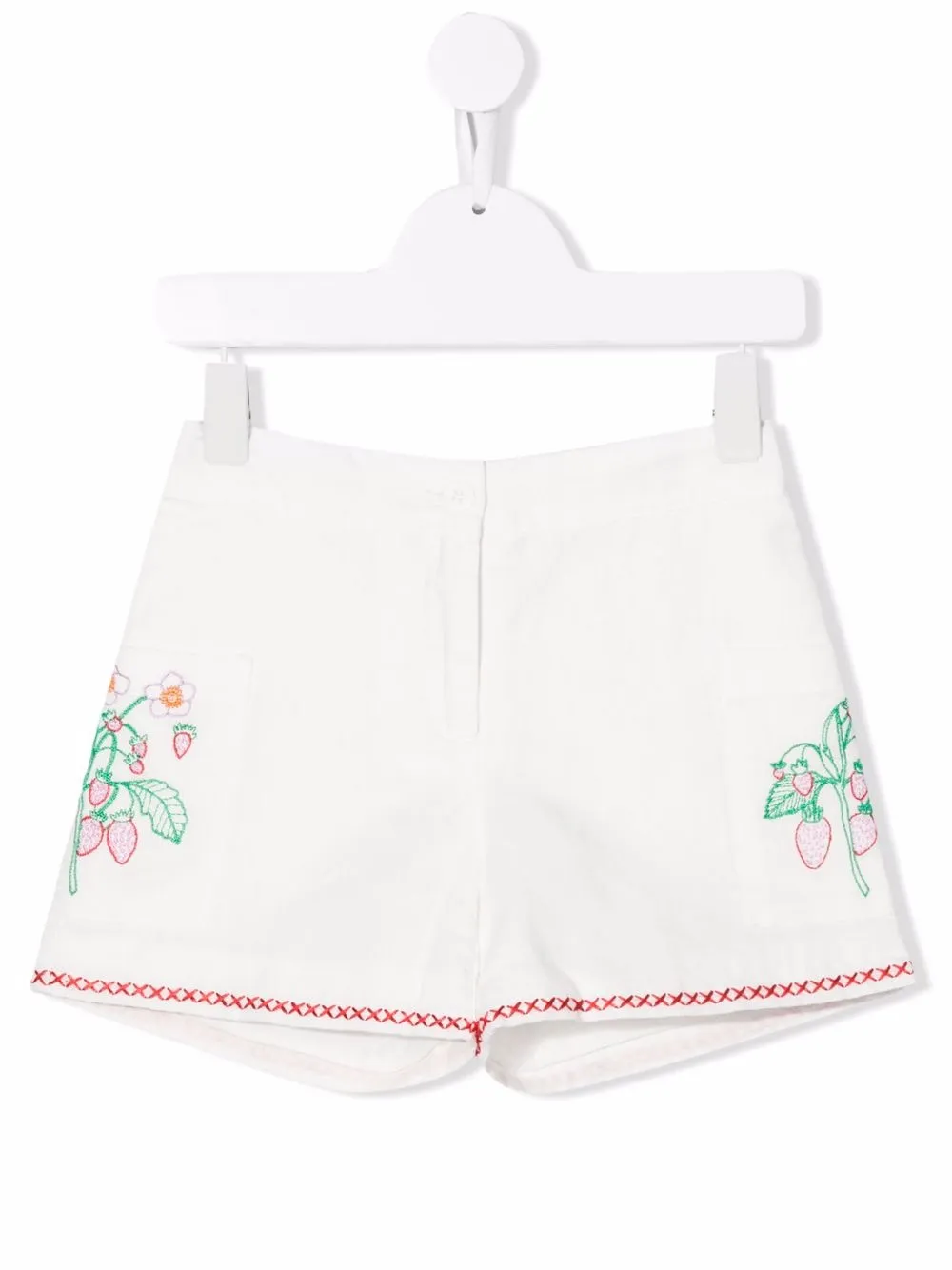 

Stella McCartney Kids shorts de seda con bordado floral - Blanco