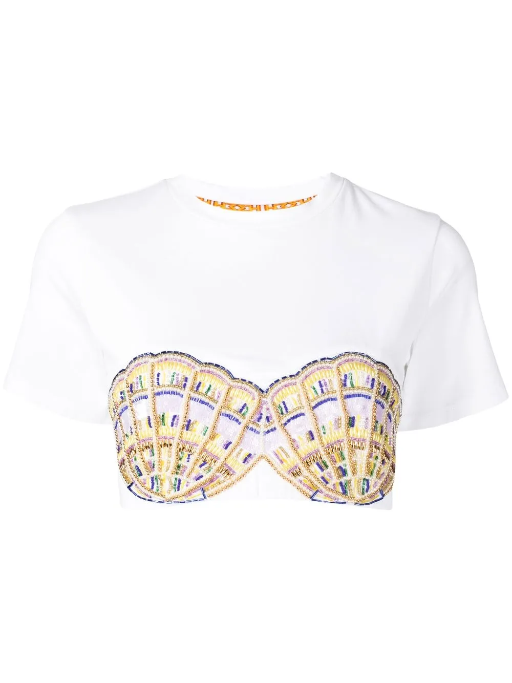 

Hayley Menzies Conchita Embellished Cropped T-shirt - White