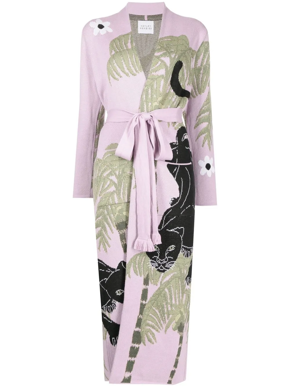 

Hayley Menzies Prowling Panther Cotton Jacquard Duster cardigan - Purple