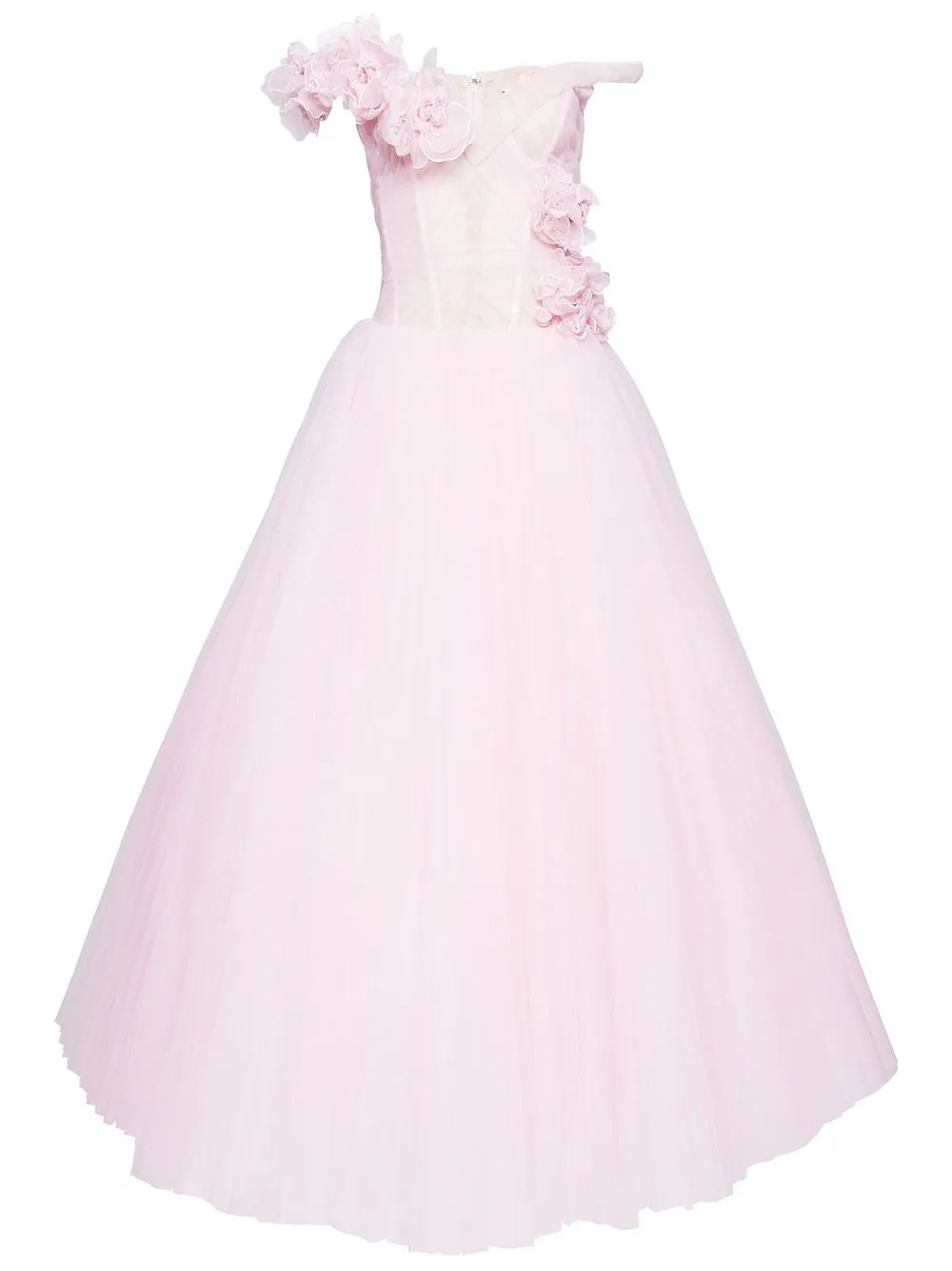 

Carolina Herrera floral appliqué flared gown - Pink