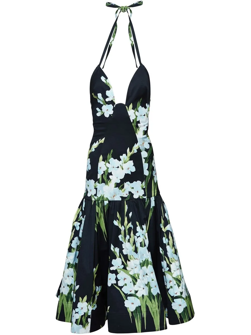 

Carolina Herrera vestido midi con estampado floral - Negro