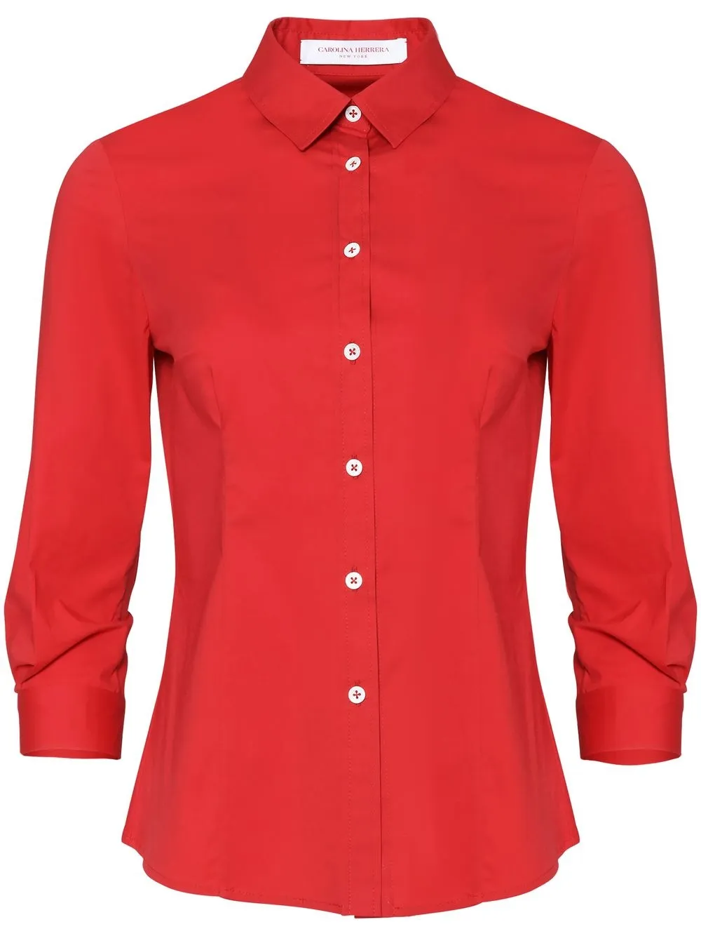 

Carolina Herrera three-quarter-sleeve cotton shirt - Red