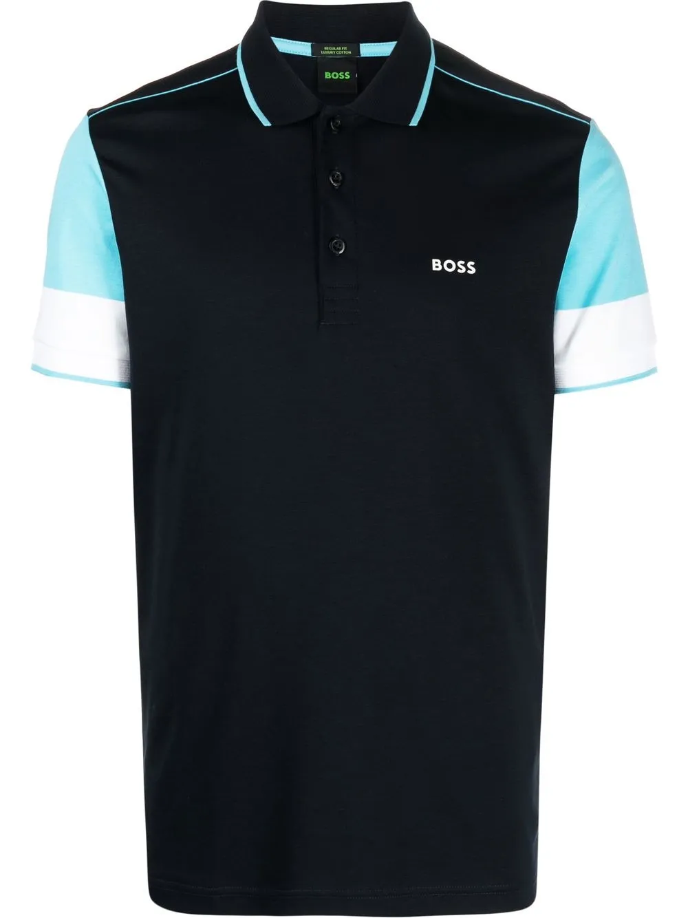 

BOSS playera tipo polo con diseño color block - Azul