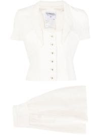 ＜Farfetch＞ Chanel Pre-Owned 1995 ココマークボタン スカートスーツ - ホワイト画像