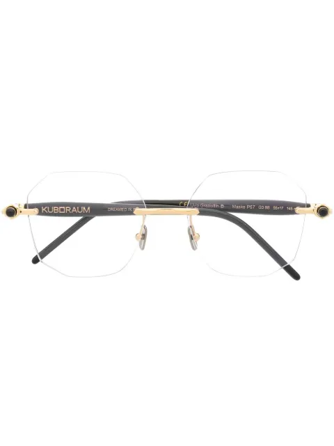 Kuboraum square-frame rimless glasses