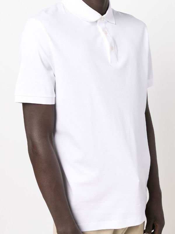 fitted white polo shirt