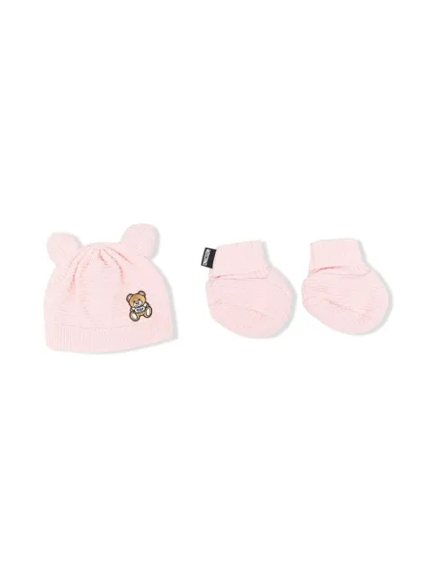 Moschino Kids logo-patch knitted hat set