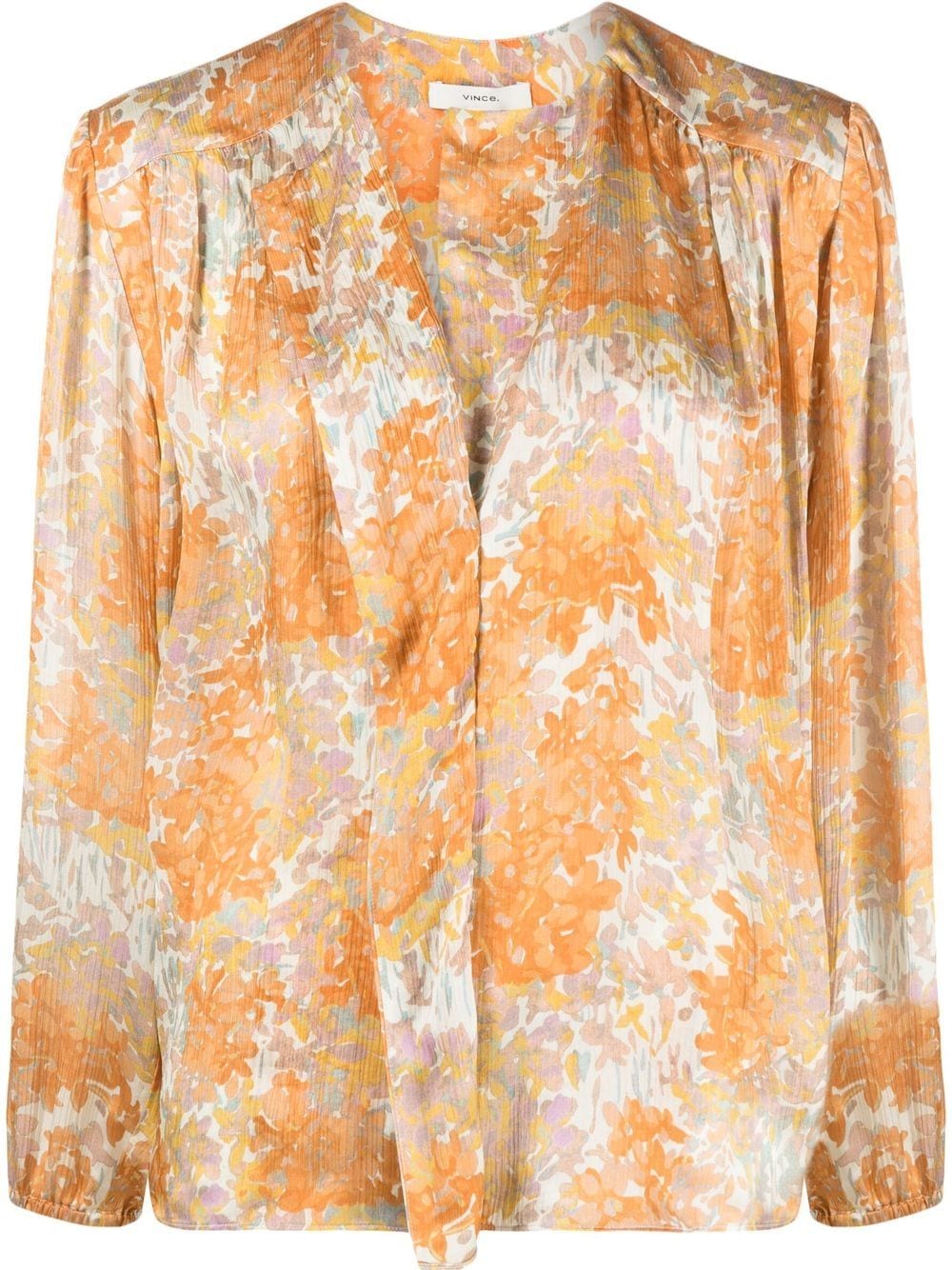 Vince Garden floral-print silk blouse - Orange