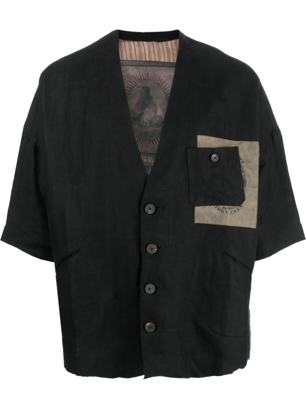 

Ziggy Chen sobrecamisa con cuello en V - Negro