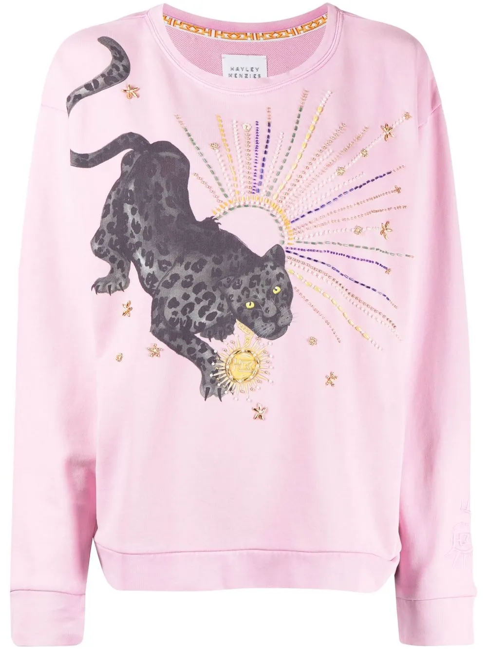 

Hayley Menzies Prowling Panther Embellished Sweatshirt - Pink